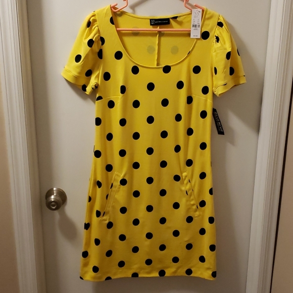 yellow polka dotted dress
